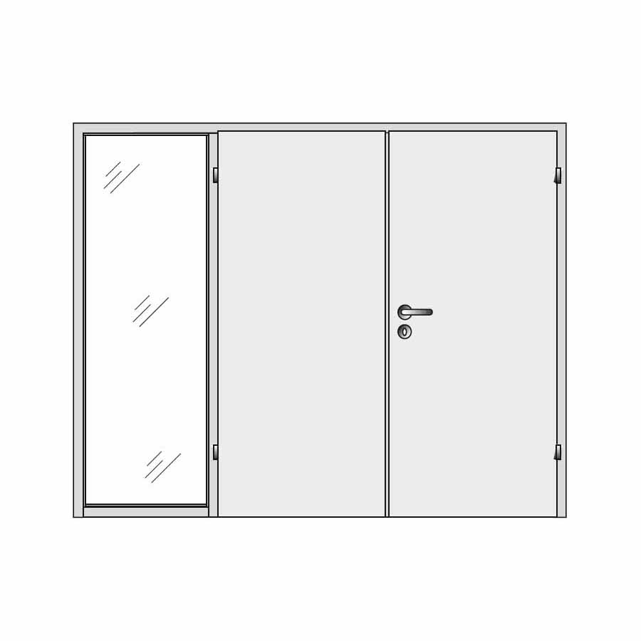 Double door with one side panel